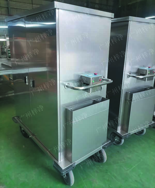 密閉式滅菌器械物品電動轉運車有單面雙開門,單側門可旋轉角度≥220°度開啟設計，裝卸物品更方便;